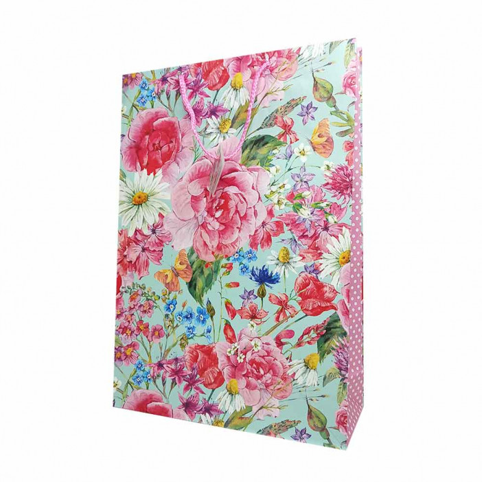 Пакет матовый бумажный Цветы ретро размер 32*45*10см