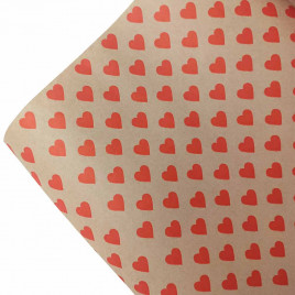 Бумага крафт в рулоне Сердца красные размер 70см*10м