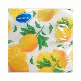 Салфетки бумажные с рисунком Спелый лемон 33*33см 2-х слойные 20шт