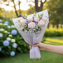 Пленка в рулоне матовая Нежные полосы пастельно-сиреневая размер 58см*10м 50мкм