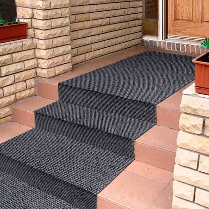 Дорожка щетина на ПВХ основе 0,9*15м серый металлик