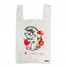 Пакеты майка ПНД Ежик 28*50см 12мкм белая 100шт