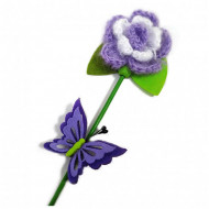 Топпер Цветок вязаный фиолетовый h-32см