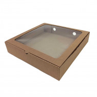 Коробка для пирога d-25-30 с окном крафт размер 300*300*60мм