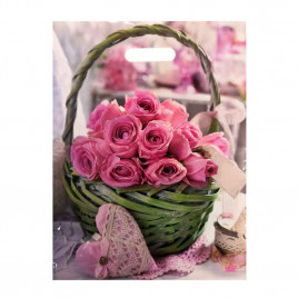 Пакет с вырубной ручкой Корзина роз 31*40см 60мкм 50шт