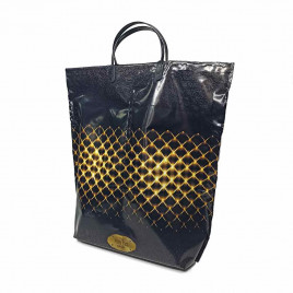 Сумка с пластмассовыми ручками многослойная с карманами Желтая сетка 37*37см 