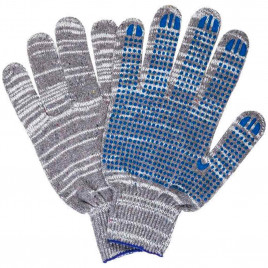 Перчатки хлопчатобумажные с точками серые, черные