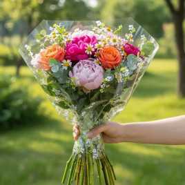 Пленка в рулоне с рисунком Анютины глазки бело-салатовая размер 70см