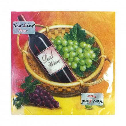 Салфетки бумажные с рисунком Вино 33*33см 2-х слойные 20шт