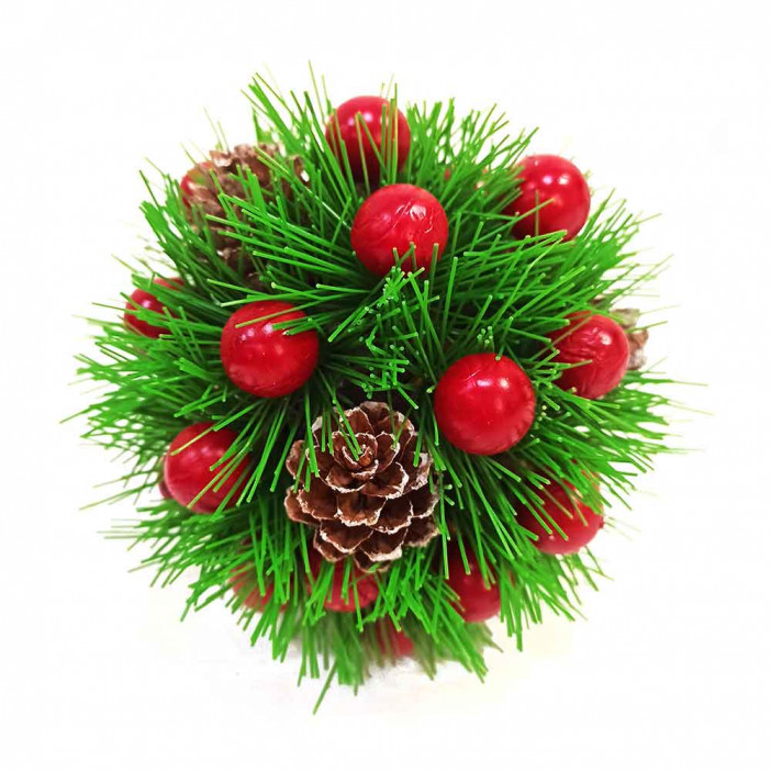 Шар-декор новогодний с ягодами d-13см