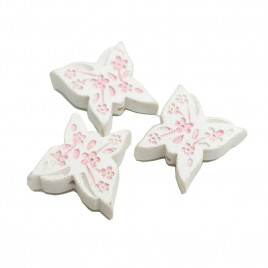 Декор Бабочка с орнаментом бело-розовая на липучке размер 2,2см