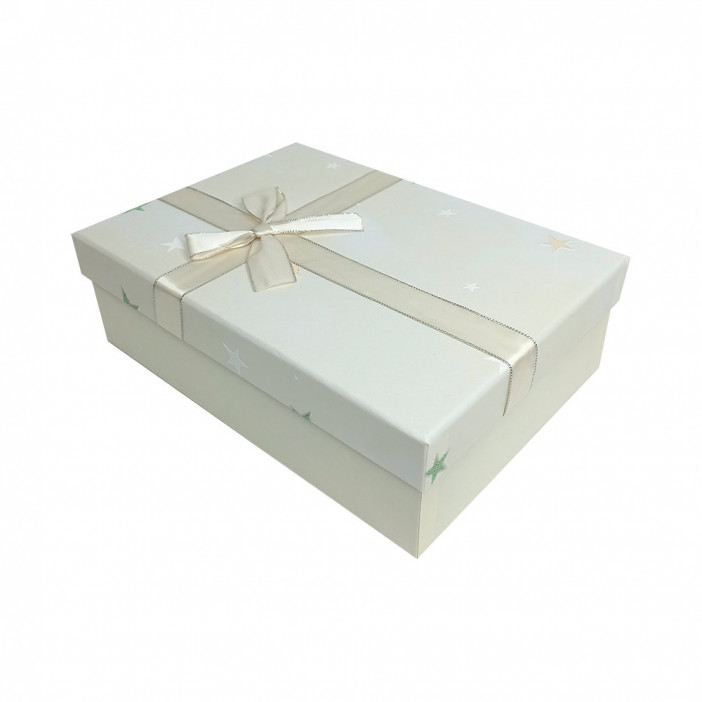 Коробка прямоугольная Звезды бежевая размер 33,5*25*12см  