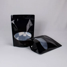 Дой-пак черный с овальным окном с замком zip-lock 220*300мм (55+55) уп 10шт