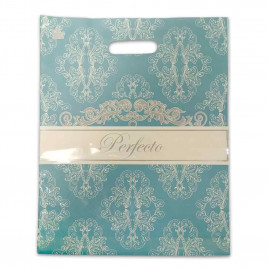 Пакет с вырубной ручкой Perfecto Узор серо-голубой 30*37см 95мкм 50шт