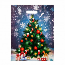 Пакет вырубной ПВД Ель и снежинки 31*40см 60 мкм 50шт