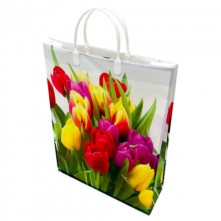 Пакет сумка размер 32*40см Букет тюльпанов