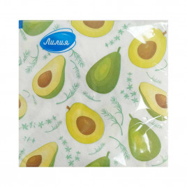 Салфетки бумажные с рисунком Авокадо 33*33см 2-х слойные 20шт