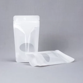 Дой-пак белый с овальным окном с замком zip-lock 105*190мм (40+40) уп 10шт