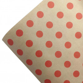 Бумага крафт в рулоне Горох красный размер 70см*10м