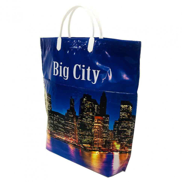 Сумка с пластмассовыми ручками многослойная с карманами Big city 37*37см