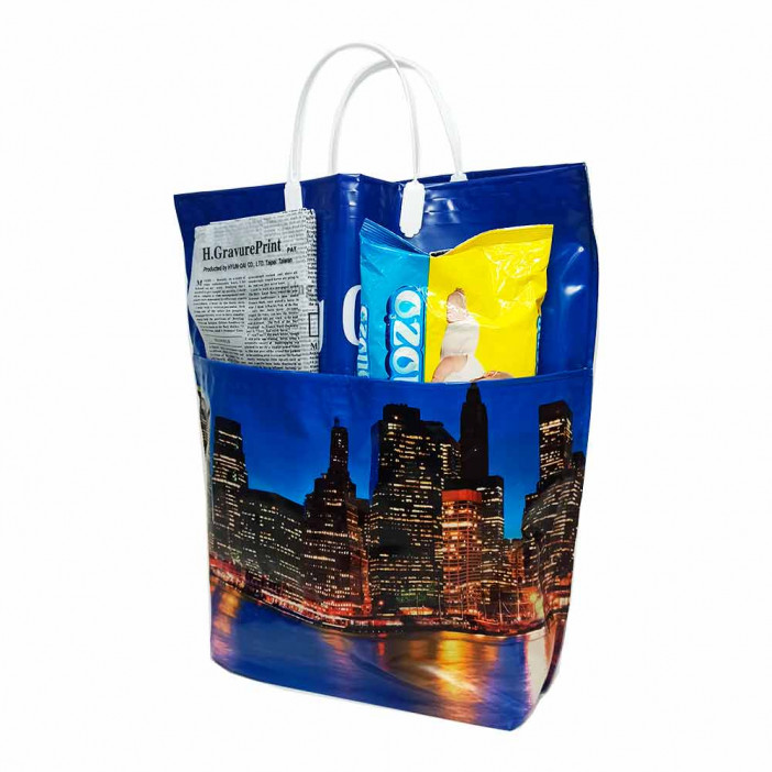 Сумка с пластмассовыми ручками многослойная с карманами Big city 37*37см