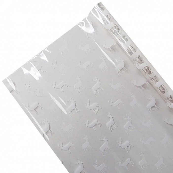 Пленка в рулоне с рисунком Северные олени белые размер 70см*10м