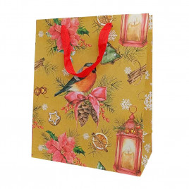 Пакет крафт новогодний размер 26*32*12см