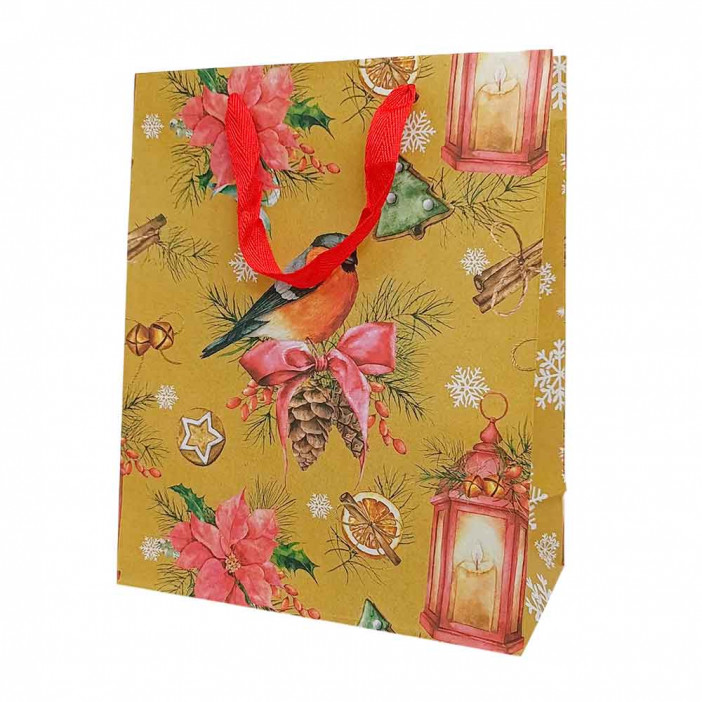 Пакет крафт новогодний размер 26*32*12см