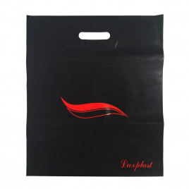 Пакет с вырубной ручкой Волна черный 40*47см 95мкм 25шт