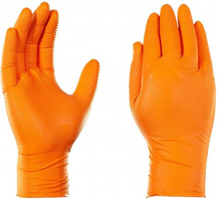 Перчатки нитрил IDEALL GRIP особопрочные оранжевые 25 пар M, L, XL