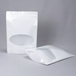 Дой-пак белый с овальным окном с замком zip-lock 220*300мм (40+40) уп 10шт