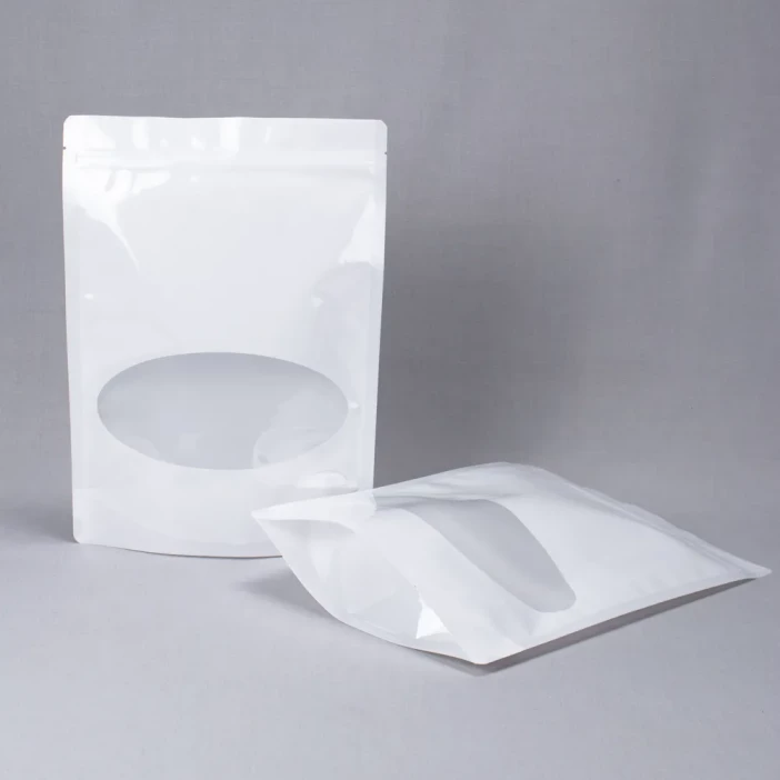 Дой-пак белый с овальным окном с замком zip-lock 220*300мм (40+40) уп 10шт