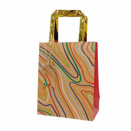 Пакет крафт с золотой ручкой размер 18*23*10см