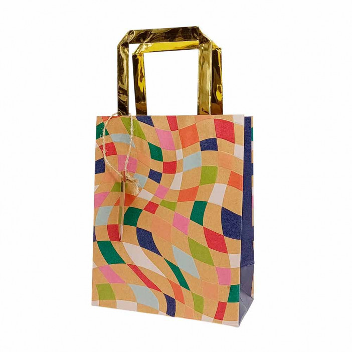 Пакет крафт с золотой ручкой размер 18*23*10см