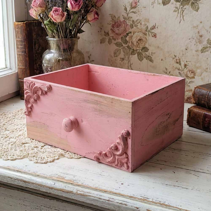 Ящик декоративный розовый размер 24*18*11,5см