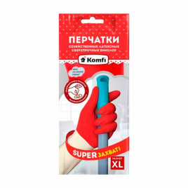 Перчатки латексные сверхпрочные бело-красные Комфи размер M, L