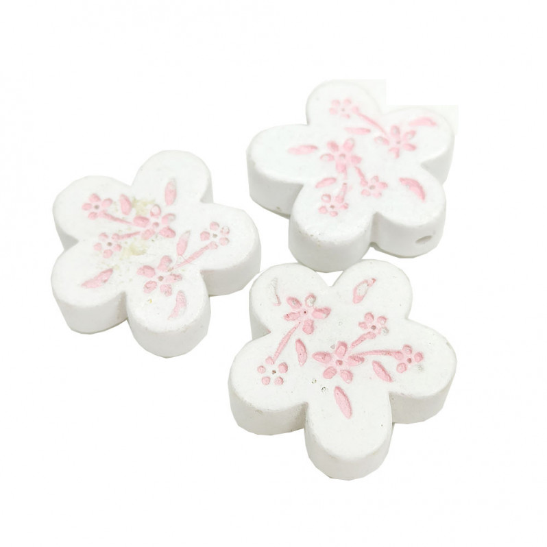 Декор Цветок бело-розовый на липучке размер 2,5см